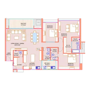 Pristine The Lords Baner 3.5 BHK Floor Plan Image